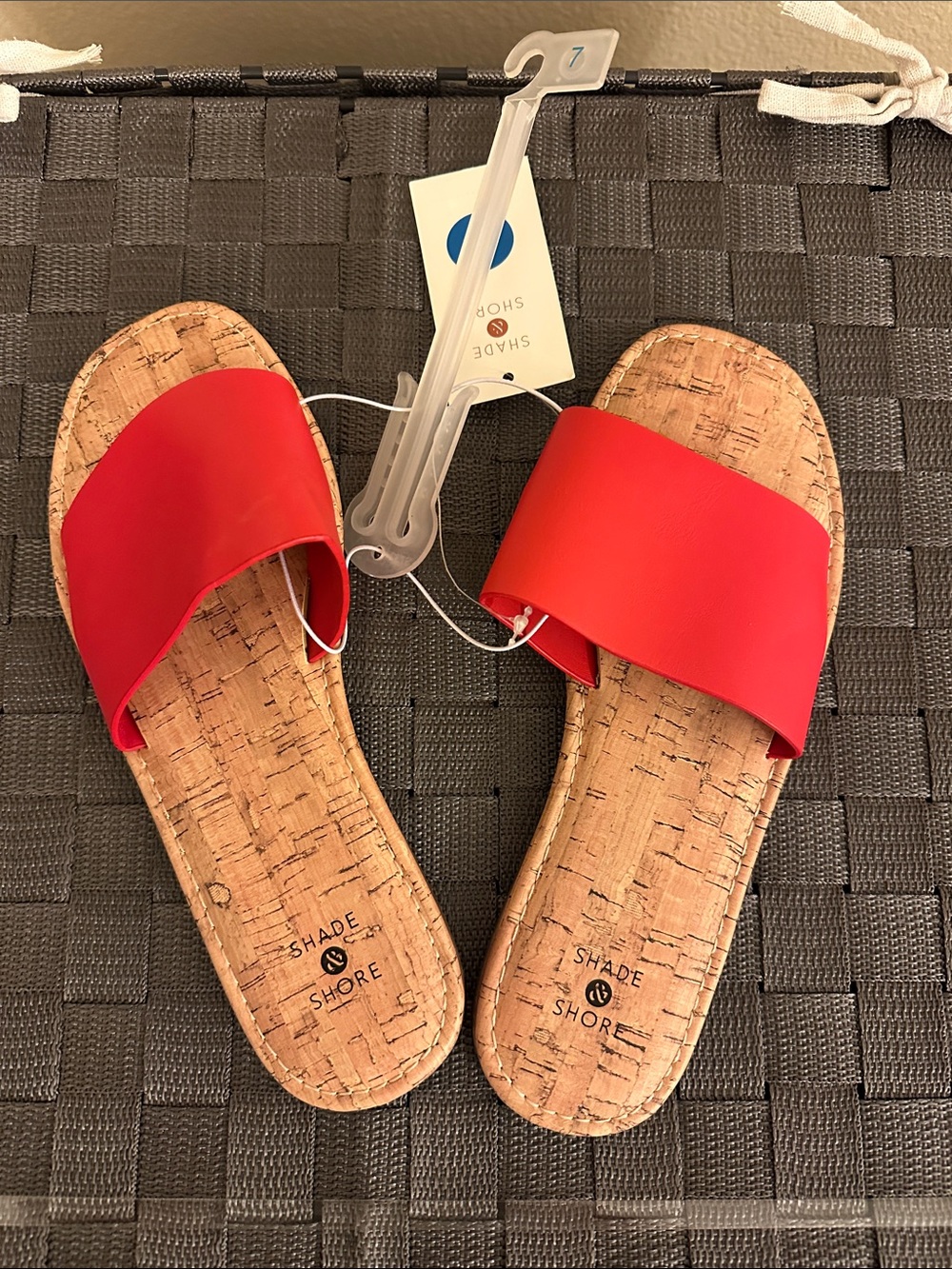 Shade & Shore Red Cork Slide Sandals